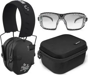 Walker's Game Ear Razor Slim Electronic Lightweight Shooting Hunting Range Hearing Protection Muffs Glasses Bundle