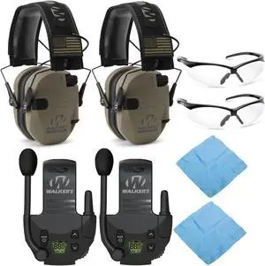 Walkers Razor Slim Electronic Muffs (FDE Patriot, 2-Pack) with Walkie Talkies