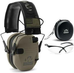 Walkers Razor Slim Electronic Muff (FDE Patriot) with Case and Shooting Glasses