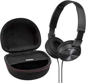 Sony MDR-ZX310AP ZX Series Stereo Headset (Black) with Headphone Case bundle