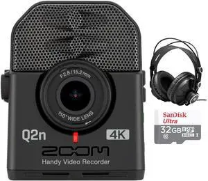 Zoom Q2n-4K Handy Video Recorder Bundle with Headphones and 32GB microSDHC Card