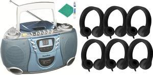 HamiltonBuhl Bluetooth, CD, Cassette, Boombox with Headphones, and Cleaning kit