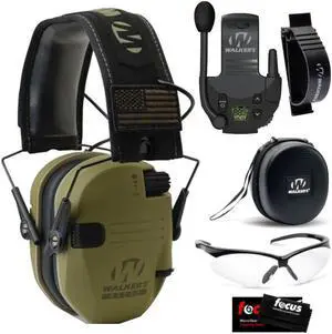 Walker's Razor Slim Electronic Hearing Protection BUNDLE, Green Patriot