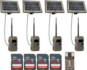 Cuddeback CuddeLink Wireless Trail Camera with Solar Power Bank Bundle (4-Pack)