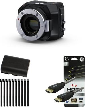 Blackmagic Design Micro Studio Camera 4K G2 with LP-E6 battery, 6' 4K HDMI cable, and cable ties bundle