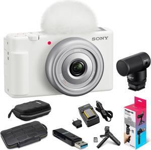 Sony ZV-1F Vlog Camera (White) with Shotgun Microphone and Accessory Kit bundle
