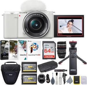 Sony Alpha ZVE10 APSC Vlog Camera with Lens White Content Creators Bundle