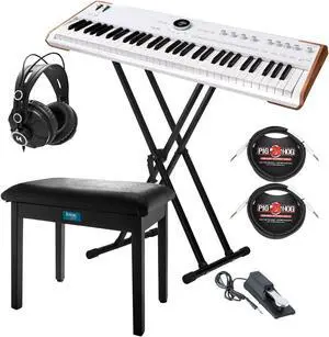 Arturia AstroLab 61-Key Stage Keyboard with Adjustable Keyboard Stand, Flip-Top Bench, Closed-Back Headphones, Sustain Pedal, and 1/4 in. TS Cables