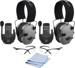 Walkers Razor Electric Slim (Grey) Earmuffs with Walkie Talkies (2-Pack)
