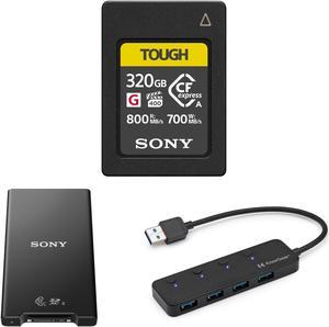 Sony CFexpress 320GB Type A Memory Card with CFexpress Type A/SD Reader and Hub