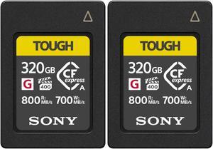 Sony CFexpress 320GB Type A Memory Card with 800MB/s and 700MB/s Speed (2-Pack)