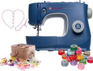 SINGER | M3300 Sewing Machine with 97 Stitch Applications, & 1-Step Buttonhole - Perfect for Beginners - Sewing Made Easy, Green+Ilauke 36 Pieces Bobbins and Sewing Thread with Case+GDMINLO Multipurpo