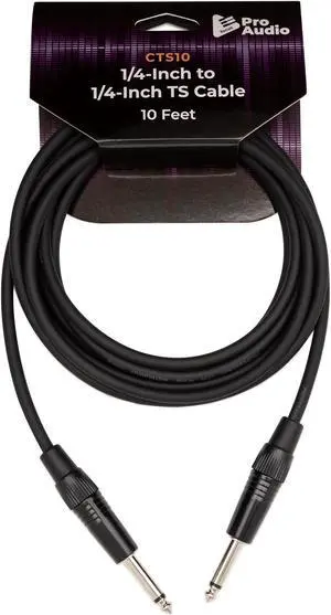 FocusProAudio 1/4-Inch to 1/4-Inch TS Guitar Cable (10-Feet)