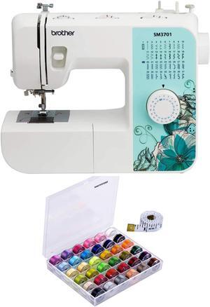 Brother SM3701 37-Stitch Sewing Machine with Bobbins and Sewing Threads Set