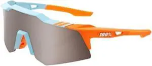 100% Speedcraft XS Sport Performance Cycling Sunglasses (Soft Tact Two Tone - HiPER Silver Mirror Lens)