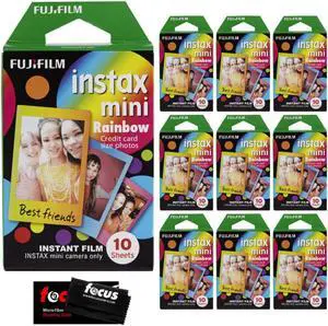Fujifilm Instax Mini Instant Rainbow Film (10-Pack) with Cleaning Cloth