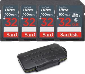 SanDisk 32GB Ultra SDHC UHS-I Memory Card (4-Pack) with Rugged Storage Case