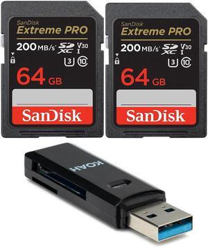 SanDisk 64GB Extreme PRO 200MB/s SDXC UHS-I Memory Card (2-Pack) Bundle
