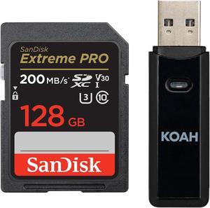 SanDisk 128GB Extreme PRO 200MB/s SDXC UHS-I Memory Card with Memory Card Reader