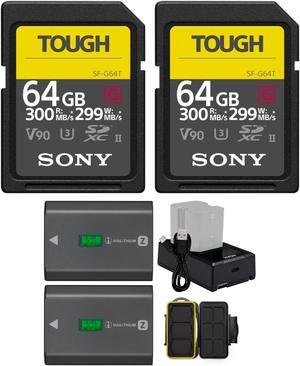 Sony 64GB UHS-II Tough G-Series SD Card (2-Pack) with Battery Pack Bundle
