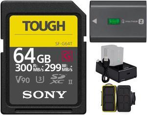 Sony 64GB UHS-II Tough G-Series SD Card with Rechargeable Battery Pack Bundle