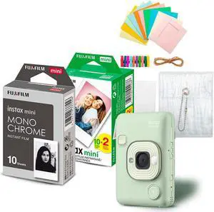 Fujifilm INSTAX MINI LIPLAY C GREEN VN EX D US + Color/B+W Film and Accessories Kit