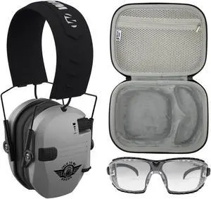 Walker's Game Ear Razor Slim Electronic Lightweight Shooting Hunting Range Hearing Protection Muffs Glasses Bundle