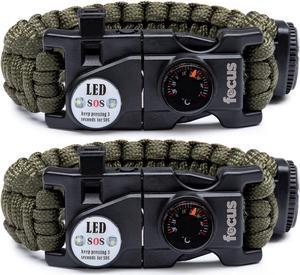 Focus Emergency Survival Multi-Tool Paracord Bracelet (2-Pack)