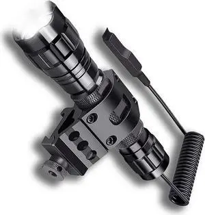 Tactical Rechargeable Flashlight with Picatinny Rail Mount
