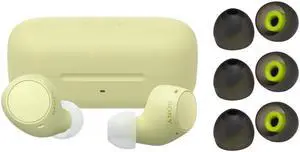 Sony WF C510 Lightweight Truly Wireless Yellow Earbuds Bundle