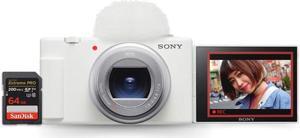 Sony ZV 1 II Vlog White Camera for Content Creators and Vloggers Bundle