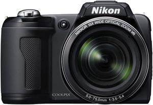 Nikon COOLPIX L110 Black Digital Camera with 15x Wide Angle Optical Zoom Lens