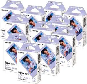 Fujifilm INSTAX MINI Soft Lavender Instant Print Film 10 Pack Bundle