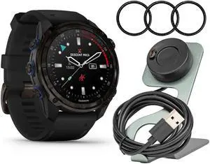 Garmin Descent Mk3i 51mm Carbon Gray and Black Band Dive Computer Bundle