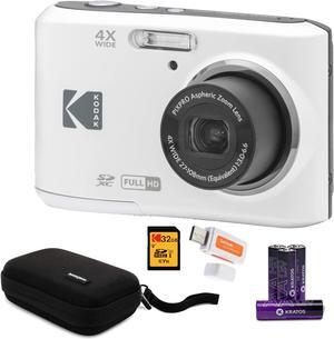 Kodak PIXPRO FZ45 Friendly Zoom Digital White Camera with Memory Card Bundle