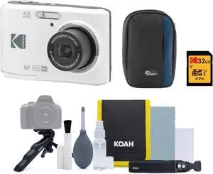 Kodak PIXPRO FZ45 Friendly Zoom Digital Camera (White) with SD Card, Case Bundle