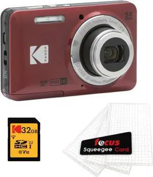 Kodak PIXPRO Friendly Zoom FZ55 Red Digital Camera with Memory Card Bundle