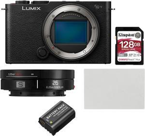 Panasonic LUMIX S9 Full Frame Camera with Phase Auto Focus (Body) with LUMIX S 26mm Full Frame L-Mount Lens, 128GB SD Card and extra battery bundle
