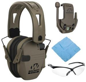 Walkers Razor Tacti-Grip with FDE Rubber Headband (Flat Dark Earth) with Bluetooth Technology (FDE)  Bundle with Walkie FDE Talkie and Glasses