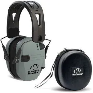 Walkers Razor Tacti-Grip with Rubber Headband (Battleship Gray) with Case