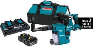 Makita 36V (2 x 18V) LXT 5.0Ah Batteries Brushless Cordless 1-1/8 Inch SDSPLUS AVT Rotary Hammer Kit with HEPA Dust Extractor, AFT, AWS Capable