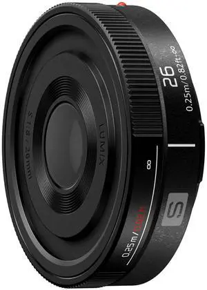 Panasonic S R26 Lumix S 26mm F8 Black Lens with Manual Focus and Portable Body