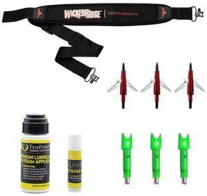 TenPoint Wicked Ridge Ready-to-Hunt Accessory Package with Green LED Nocks, Broadhead Arrows, Crossbow Sling, and Conditioner
