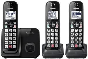 Panasonic 3x Handsets Dect 6.0 Expandable System Cordless Phone with Advanced Call Block, Bilingual Caller ID & Easy to Read Display (Black)