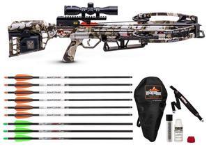 Wicked Ridge Invader M1 De-Cock Crossbow with Scope Bundle with Soft Case, Alpha-Nock Carbon Arrow, Alpha-Blaze Lighted Carbon Arrows, Neoprene Sling, Conditioner, and Premium Lubricant (7 Items)