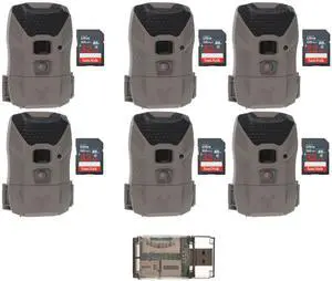 Wildgame Innovations Wraith 2.0 Trail Camera (6-Pack) Bundle with 32GB Ultra SDHC UHS-I Memory Card (6-Pack) and 4-in-1 USB Card Reader (13 Items)