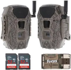 Wildgame Innovations Terra Cell 16MP Cellular Trail Camera (2-Pack) Bundle with 32GB Ultra SDHC UHS-I Memory Card (2-Pack) and USB Card Reader (9 Items)