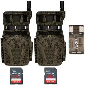 Wildgame Innovations Orbit 360-Degree 36MP Trail Camera (2-Pack) Bundle with 32GB 100MBPS Memory Card (2-Pack) and Card Reader (5 Items)