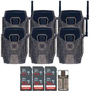 Wildgame Innovations Terra XT 2.0 24MP Three Cellular Trail Cameras (2-Pack) Bundle with 32GB Ultra SDHC UHS-I Memory Card (100MBps) (6-Pack), and All-In-One High-Speed Card Reader (9 Items)