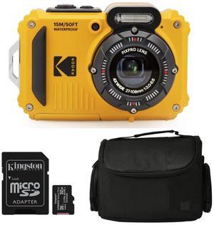 Kodak PIXPRO WPZ2 Rugged Waterproof 16MP Digital Camera with 4x Zoom (Yellow) Bundle with Case and 32GB MicroSD Card (3 Items)